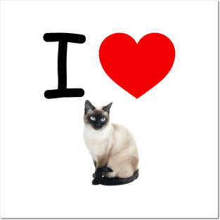 I HEART SIAMESE CAT Posters and Art